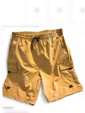 Men's Cargo Shorts with Elastic Waist in Tan